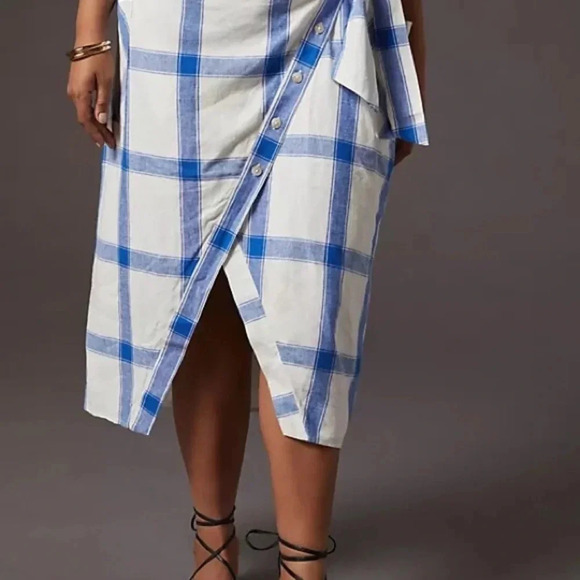 Anthropologie Maeve Asymmetric Wrap Skirt. Blue Motif Size 18W-NWT - Picture 4 of 4